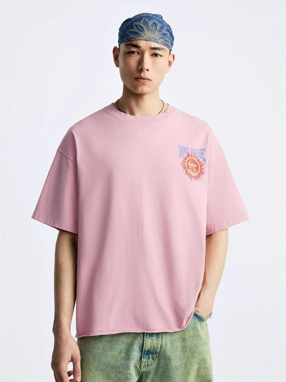 Zara Men XL Mind Mirage Mushroom Oversized Graphic T Shirt